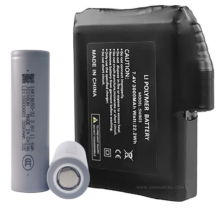Heated Vest Battery with joinsun 18650-32e Battery