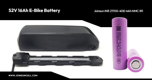 E-Bike Battery - 52V 16Ah Super-Shark Type with Joinsun 21700 Battery (INR 21700-40D)