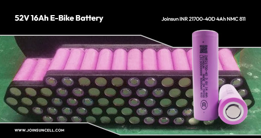 E-Bike Battery - 52V 16Ah Super-Shark Type with Joinsun 21700 Battery (INR 21700-40D)